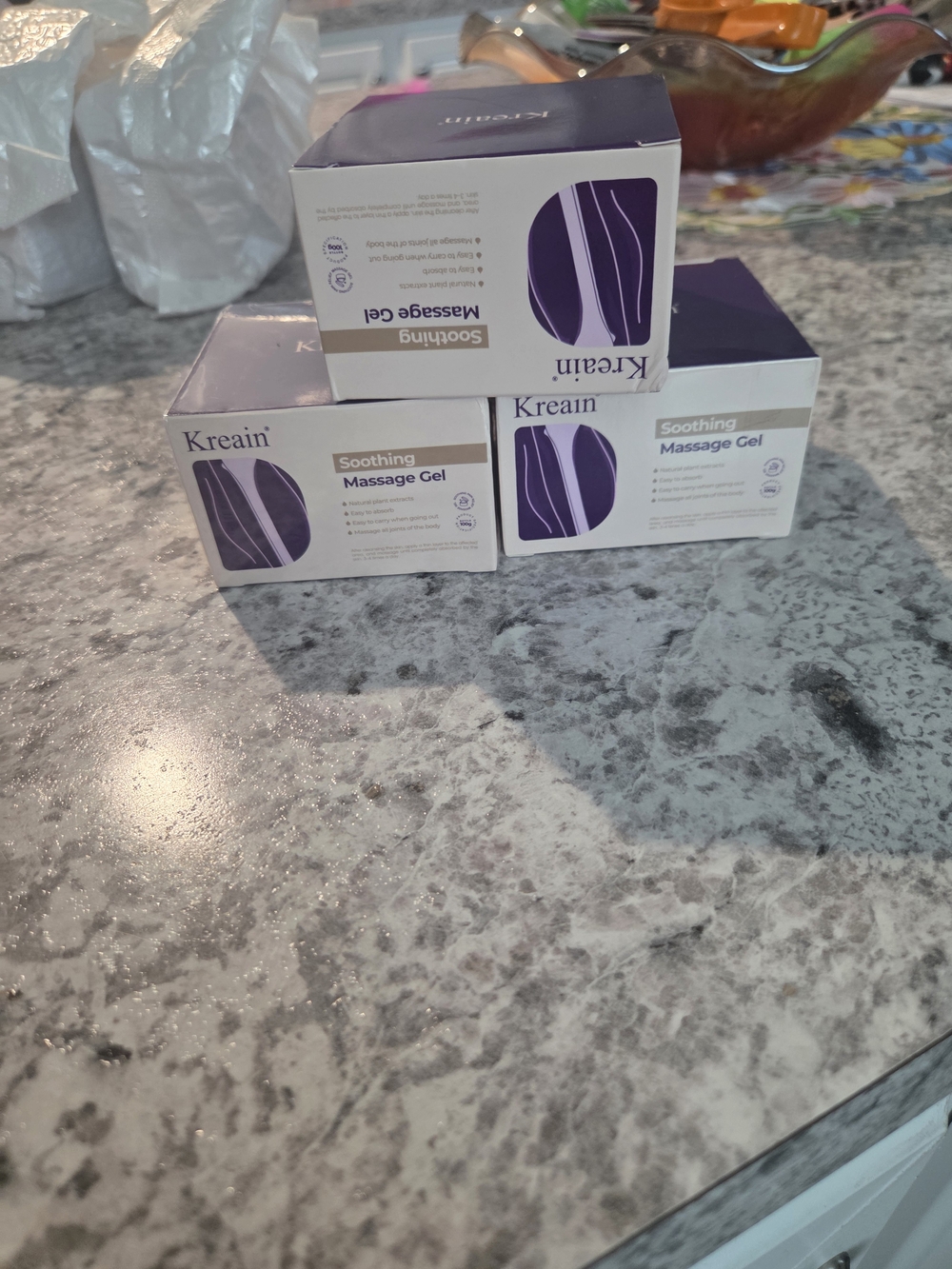 Bundle Of 3 Jars Sealed Soothing Massage Gel — White & Purple